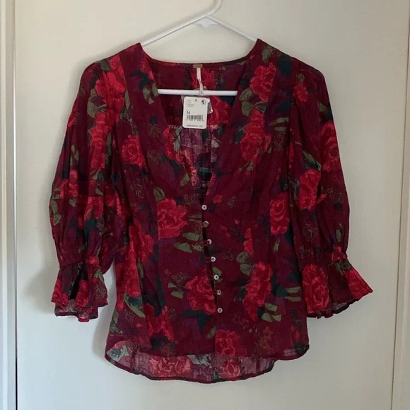 NWT Free the People Floral Blouse - Picture 3 of 8
